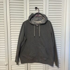 LLBean 1912 lined grey hoodie zip up sweatshirt size XL women’s.